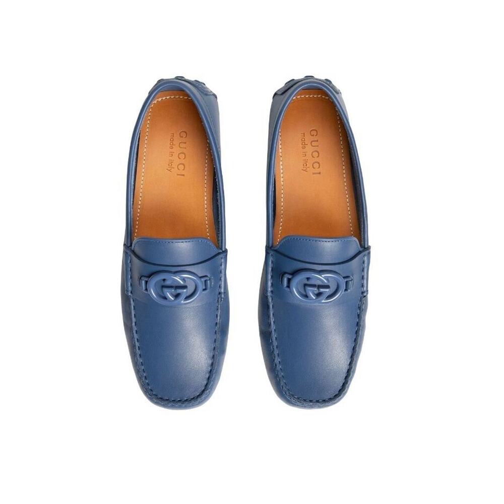 NIB Gucci GG Interlocking G Loafer G 8 US 8.5 Blue Driver moccasins Shoes